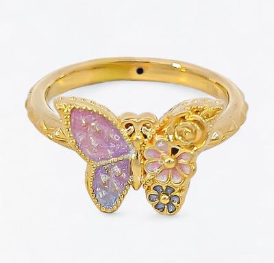 Merchant9 Cincin Emas Butterfly Flower Pastel Purple (HARD GOLD- Super Hollow)
