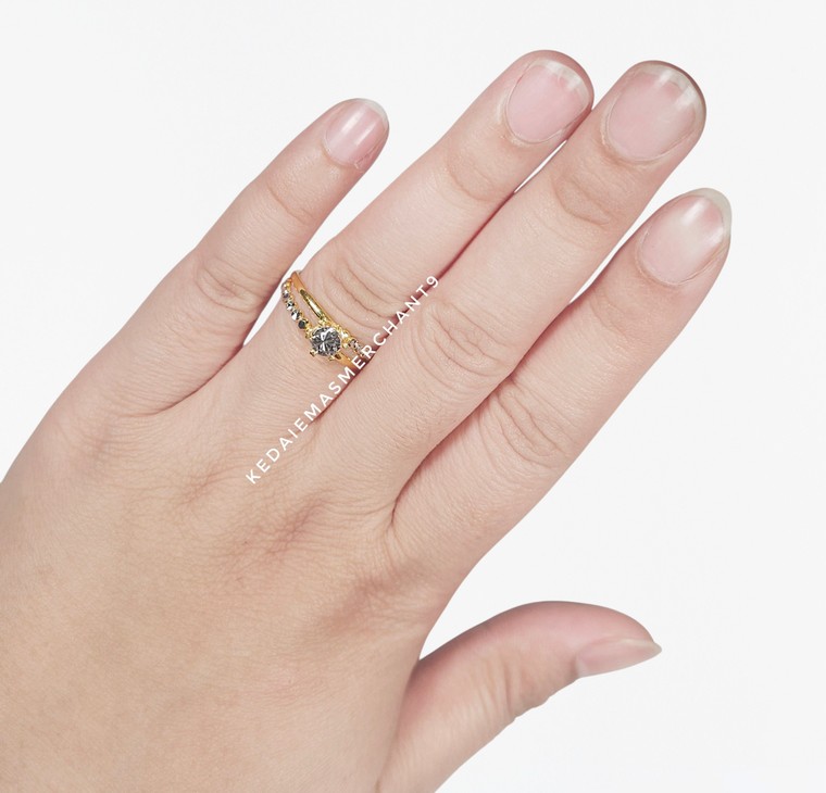 Merchant9 Cincin Emas Diamond Cut 2 Layer Bubble 2C L:0.5CM