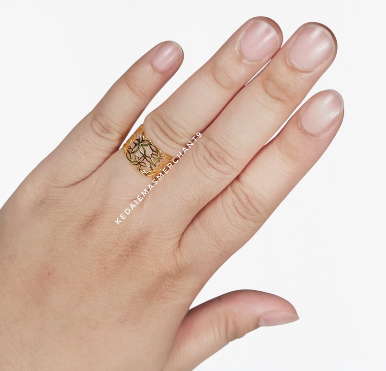 Merchant9 Cincin Emas Bunga Plumeria Polish L:1.1CM