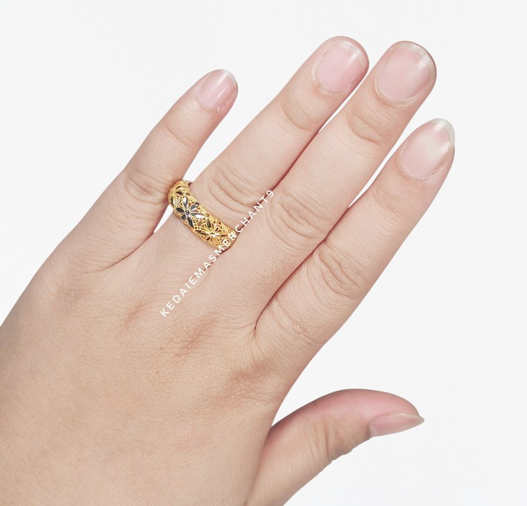 Merchant9 Cincin Emas Kerawang Bunga Daisy 2C L:0.65CM