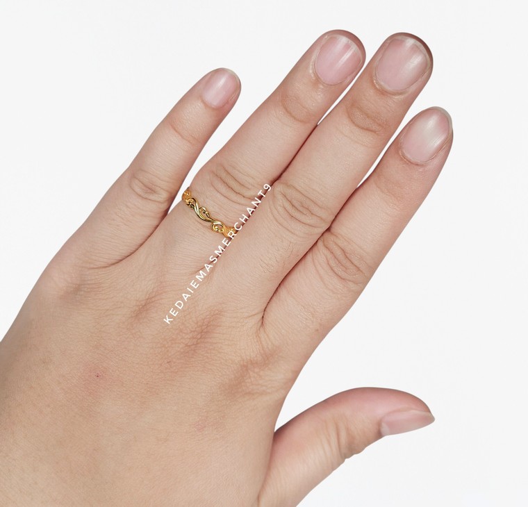 Merchant9 Cincin Emas Vinea Leaf Polish Minimalist FULL L:0.3CM