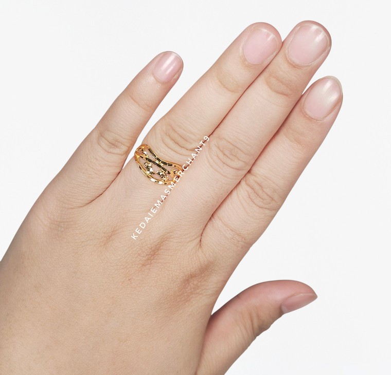 Merchant9 Cincin Emas Wave Leaf L:0.8CM