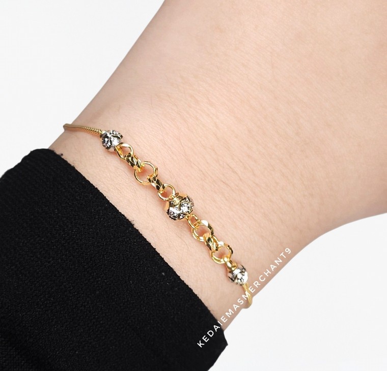 Merchant9 Rantai Tangan Choker Mesin Box Kendi Nonagon 2C L:0.5CM