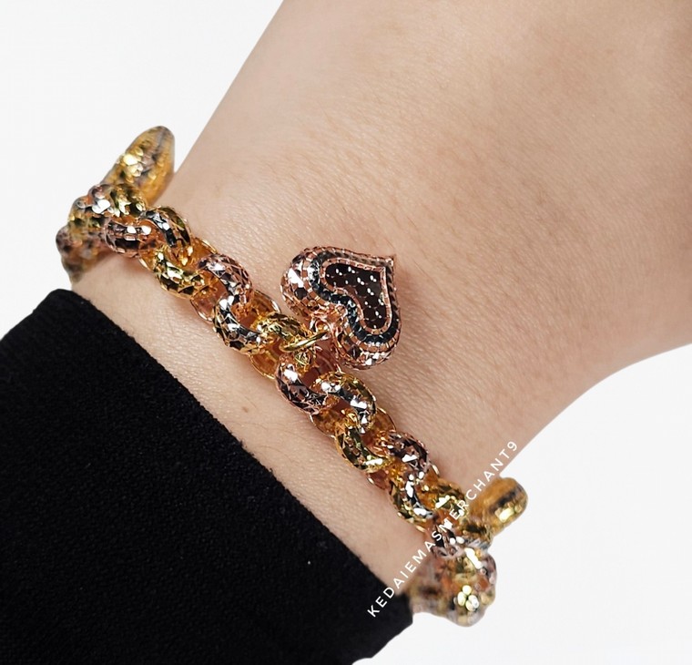 Merchant9 Rantai Tangan Kendi Kerawang Gantung Love Honeycomb 3C L:0.8CM