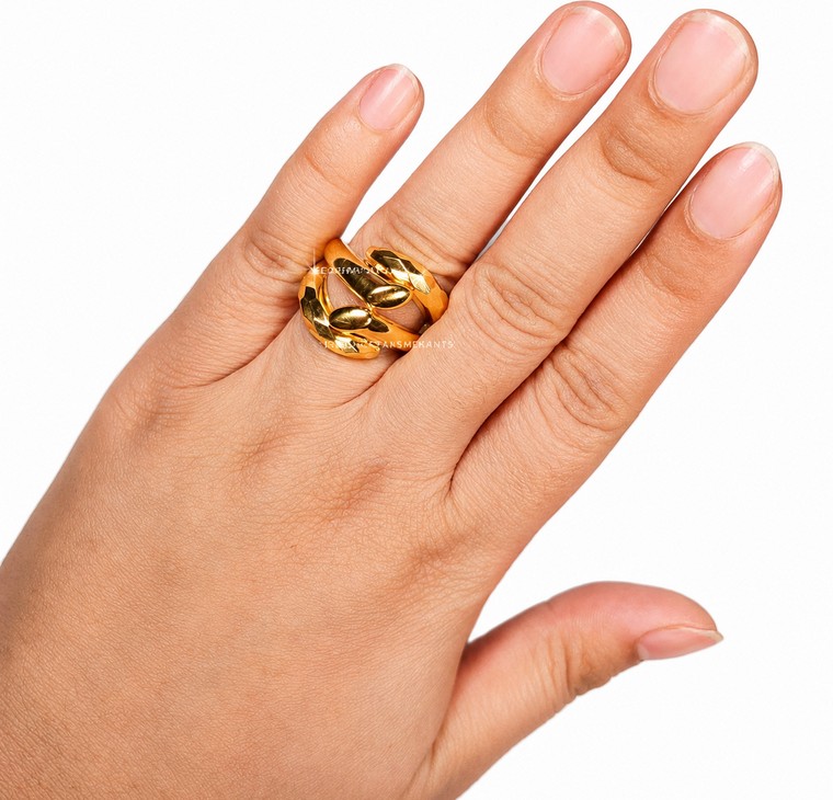 Merchant9 Cincin Emas Silang Honey Comb L:2CM