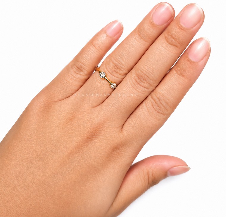 Merchant9 Cincin Emas Bamboo Circle Diamond Cut 2C L:0.45CM