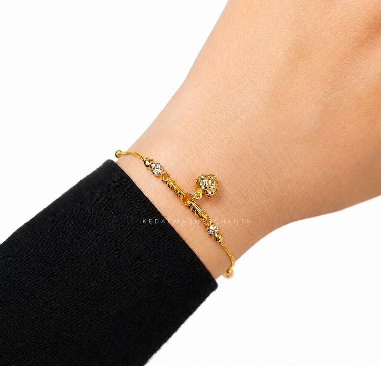 Merchant9 Rantai Tangan Choker Mesin Box Sauh Candy Nonagon Gantung Love L:0.4CM