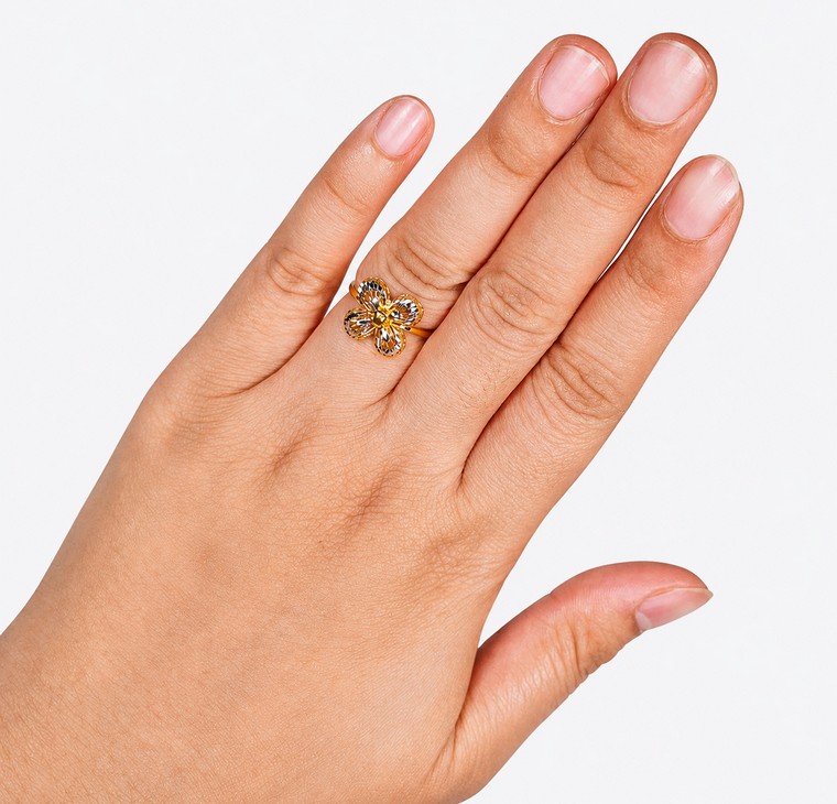 Merchant9 Cincin Emas Bunga Spinner Kerawang 2C L:1.1CM