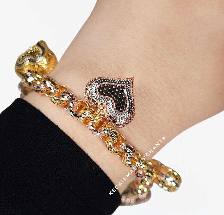 Merchant9 Rantai Tangan Kendi Kerawang Gantung Love Honeycomb 3C L:0.8CM