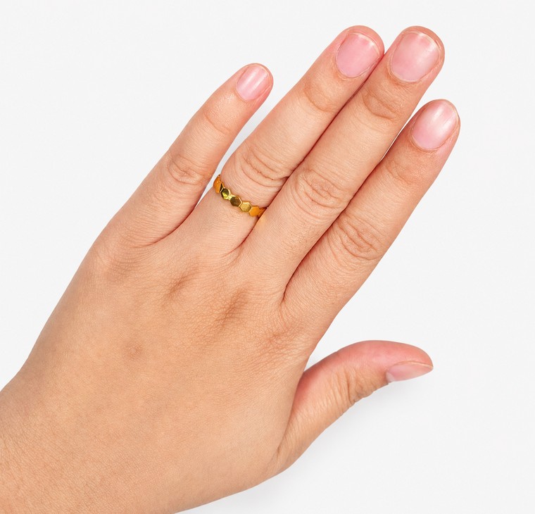 Merchant9 Cincin Emas Honeycomb Minimalist L:0.35CM