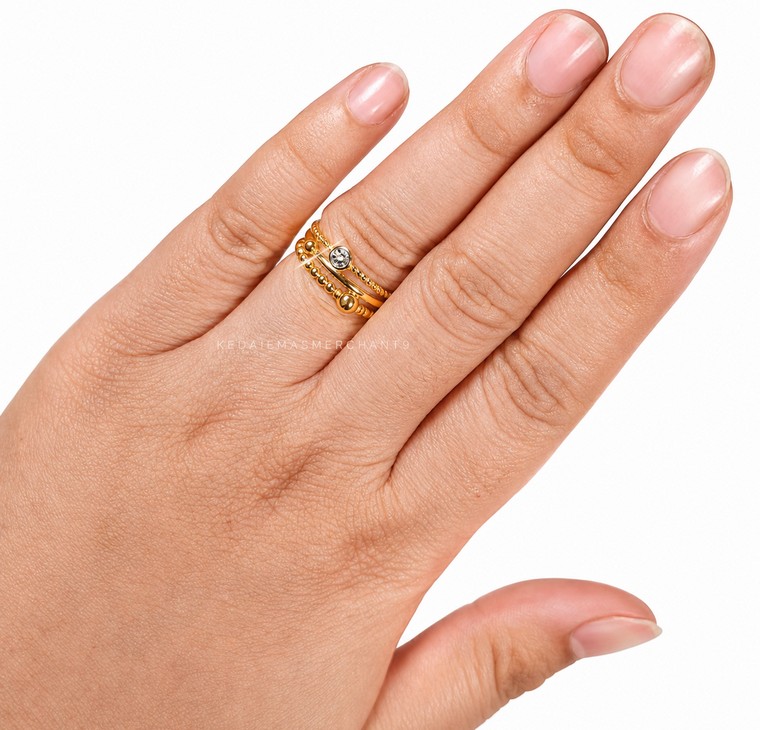 Merchant9 Cincin Emas Boba Twist 3 L Diamond Cut 2C L:0.8CM