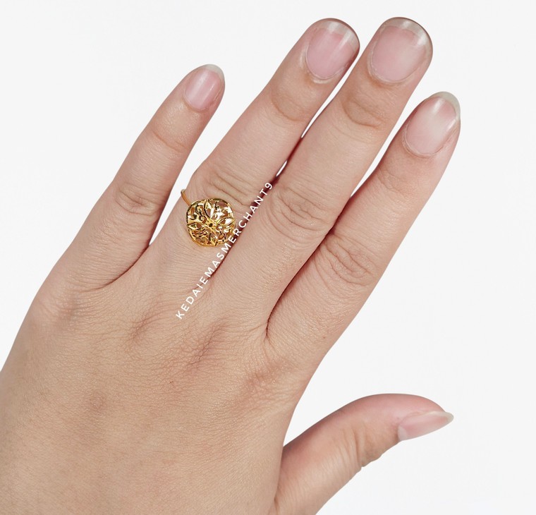 Merchant9 Cincin Emas Bunga Salju Kerawang L:1.3cm