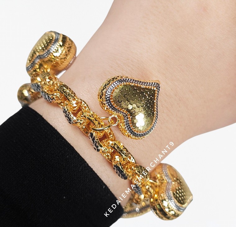Merchant9 Rantai Tangan Sauh Kerawang Dimensi Gantung Honey Love 2C L:0.9CM
