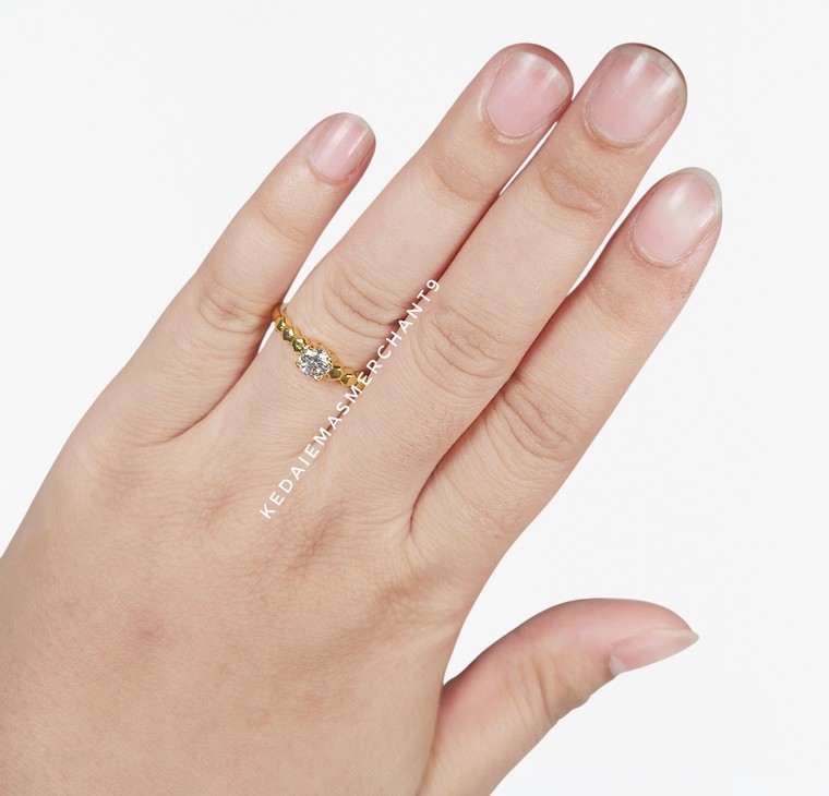 Merchant9 Cincin Emas HoneyComb Polish Permata (HARD GOLD- Super Hollow)