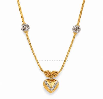 Merchant9 Rantai Leher Mesin Box Choker Bola Gantung Love Mozaic Chrome