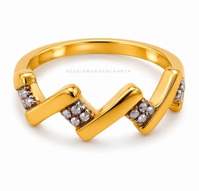 Merchant9 Cincin Emas Zig Zag Polish Diamond cut 2C L:0.6CM