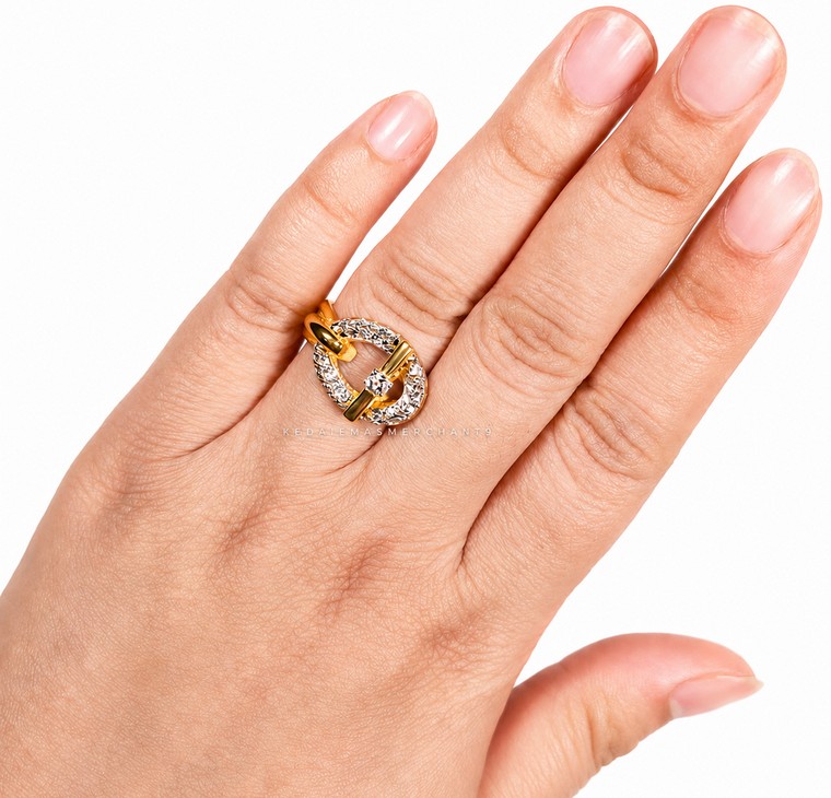 Merchant9 Cincin Emas Belt Diamond Cut L:1.3CM