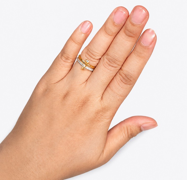 Merchant9 Cincin Emas Celeste Embrace Diamond Cut 2C 2 Layer