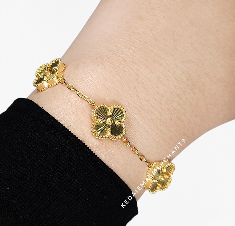 Merchant9 Rantai Tangan Sauh VC 3 Clover Padu L:1.2CM