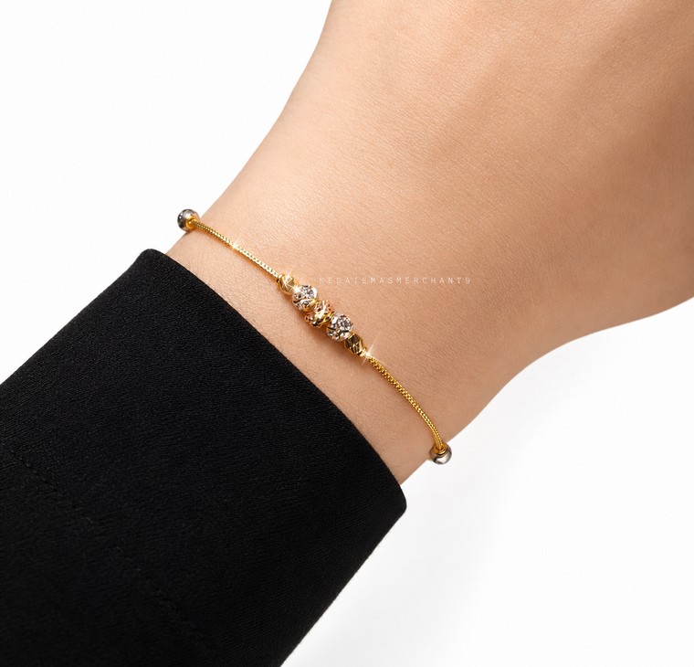 Merchant9 Rantai Tangan Choker Mesin Box Kendi Silang Nonagon 2C L:0.5CM