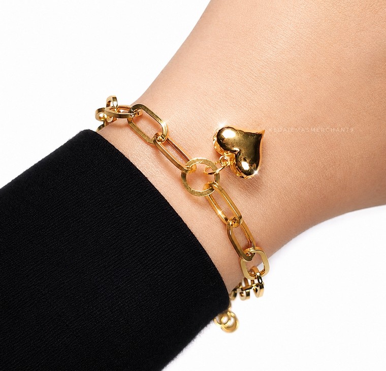 Merchant9 Rantai Tangan Paperclip Choker Love L:0.65CM