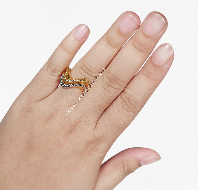 Merchant9 Cincin Emas Wave Diamond Cut Kerawang 2C 2L