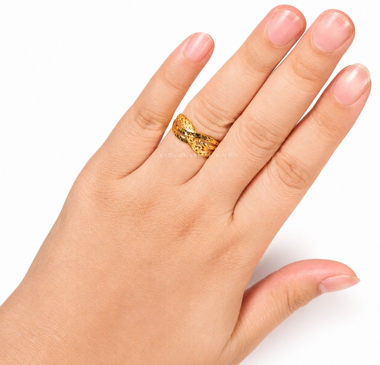 Merchant9 Cincin Emas Silang Dimensi Kerawang