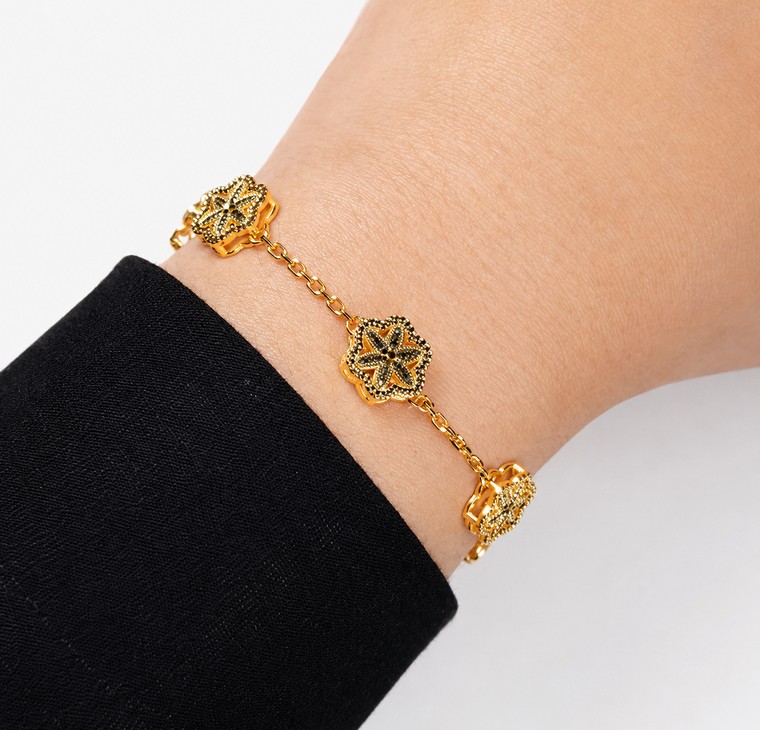Merchant9 Rantai Tangan Sauh 5 Bunga Honeycomb L:0.9CM