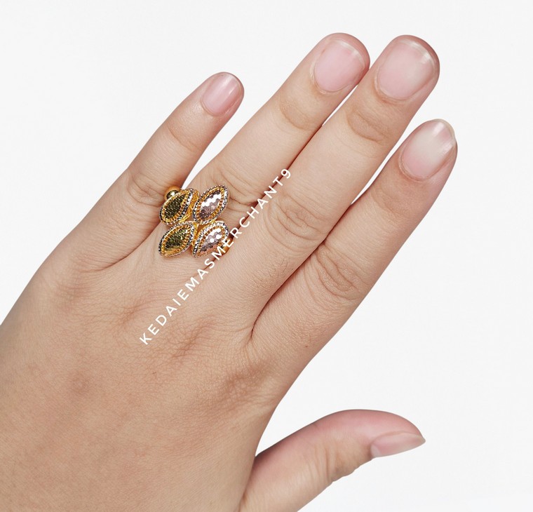 Merchant9 Cincin Emas Marquise Kerawang Honeycomb 3C L:2.4CM