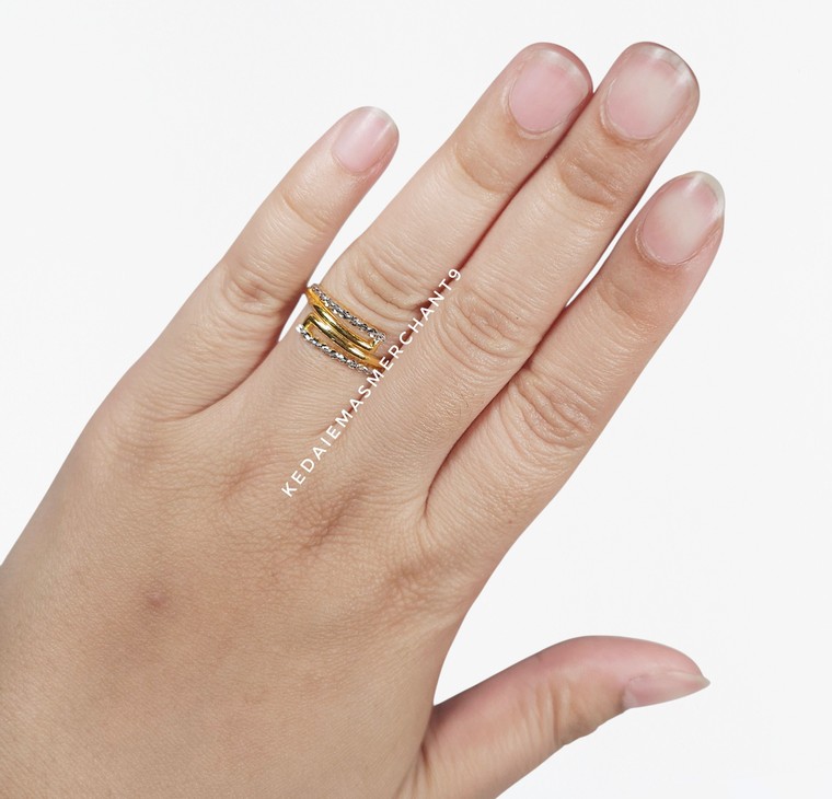 Merchant9 Cincin Emas Silang Dot Diamond Cut L:0.8CM