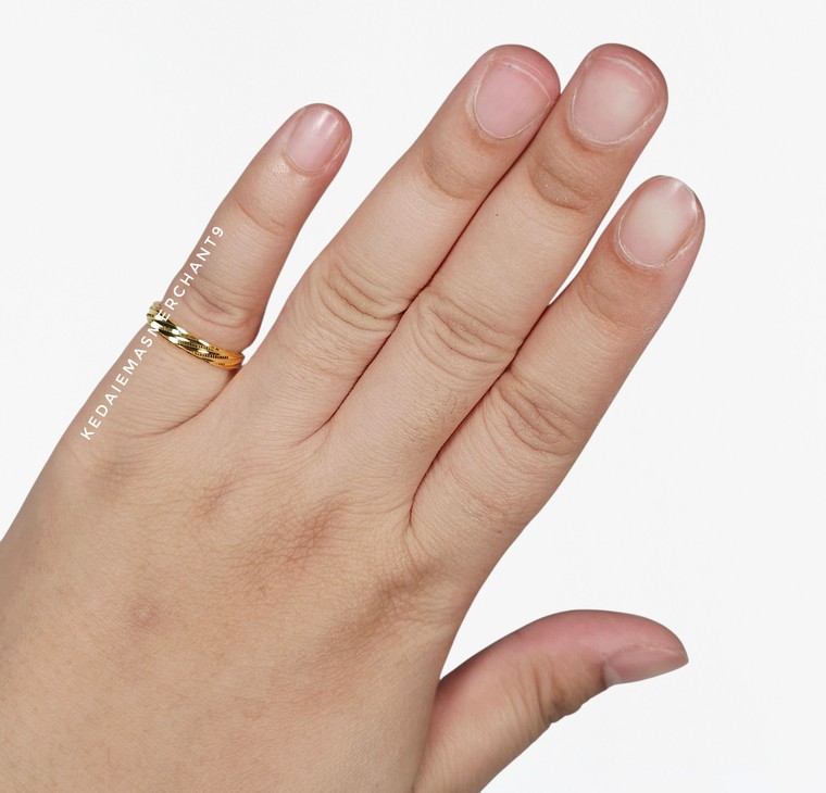 Merchant9 Cincin Emas Belah Rotan Stripes L:0.3CM