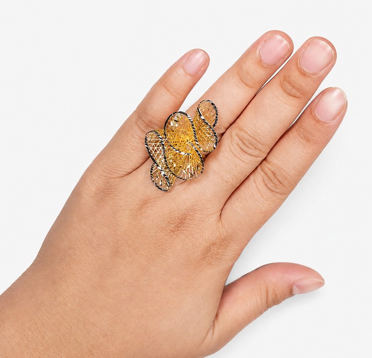Merchant9 Cincin Emas Wave Kerawang Chrome L:2.7CM