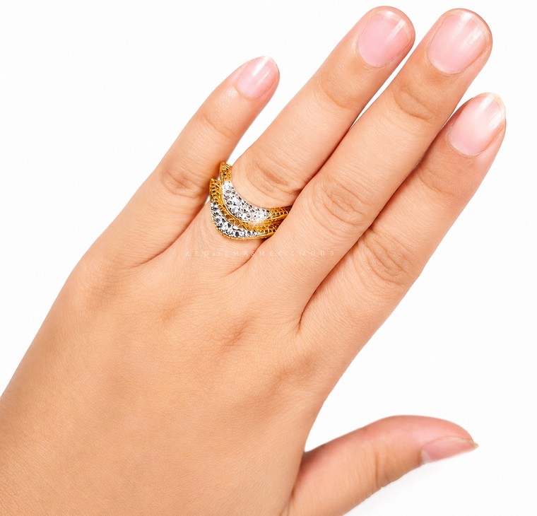 Merchant9 Cincin Emas Wave Kerawang Diamond Cut 2L 2C L:1CM