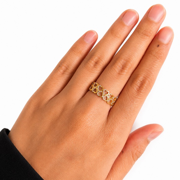 Merchant9 Cincin Emas Love Double Layer Diamond Cut