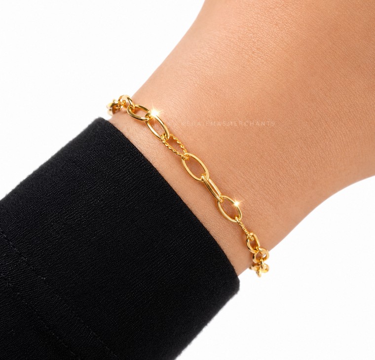 Merchant9 Rantai Tangan Sauh Oval Twist L:0.4CM