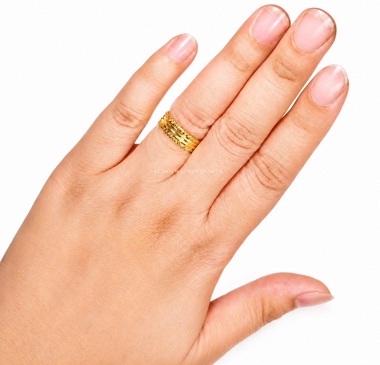 Merchant9 Cincin Emas Belah Rotan Line Siput L:0.6cm