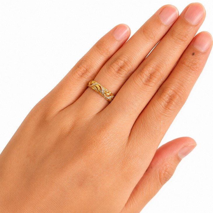 Merchant9 Cincin Emas Lintah Wave Diamond Cut