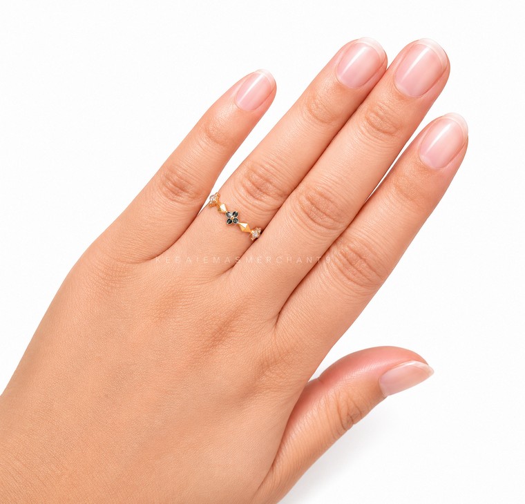 Merchant9 Cincin Emas Fleur Hexagon Minimalist 2C