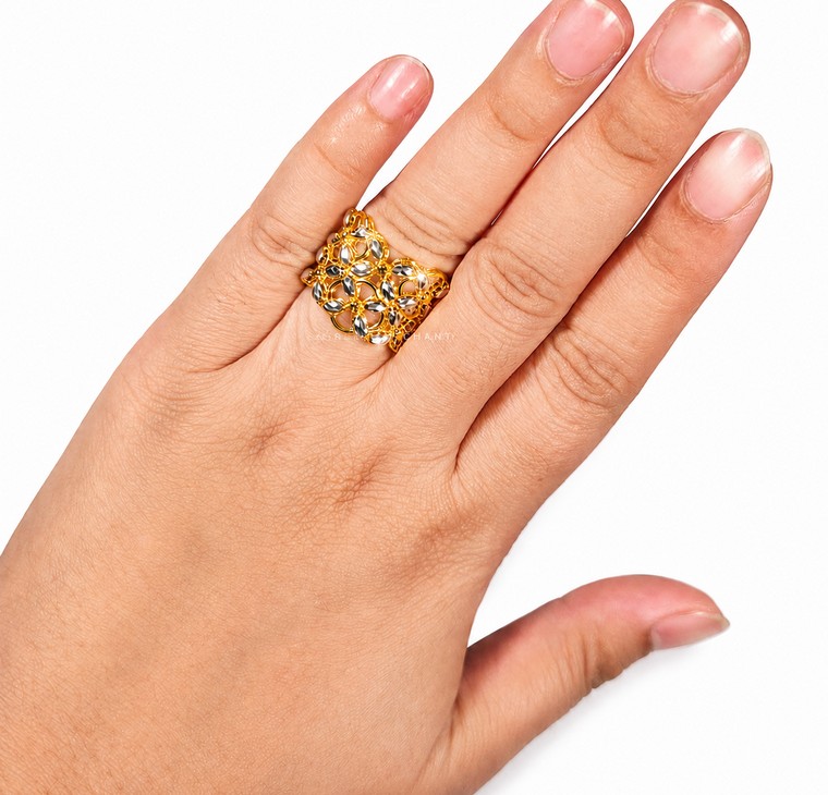 Merchant9 Cincin Emas Bunga Tanjung 2 Layer 2C L:1.6CM