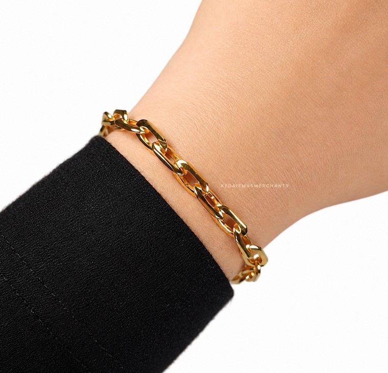 Merchant9 Rantai Tangan Sauh Petak Polish L:0.55CM
