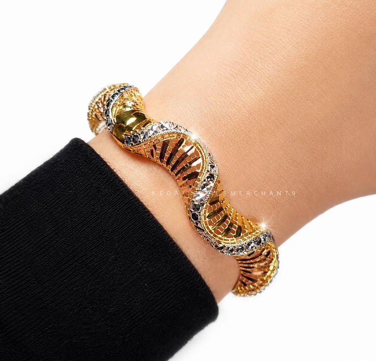 Merchant9 Gelang Wave Diamond Cut Kerawang 3C L:1CM