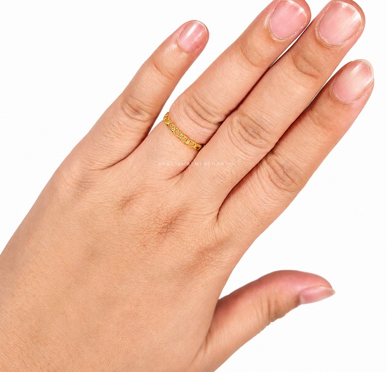 Merchant9 Cincin Emas Kerawang Boba Minimalist L:0.25CM
