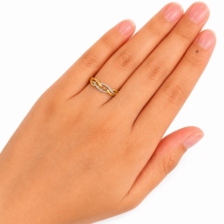 Merchant9 Cincin Emas Wave Diamond Cut