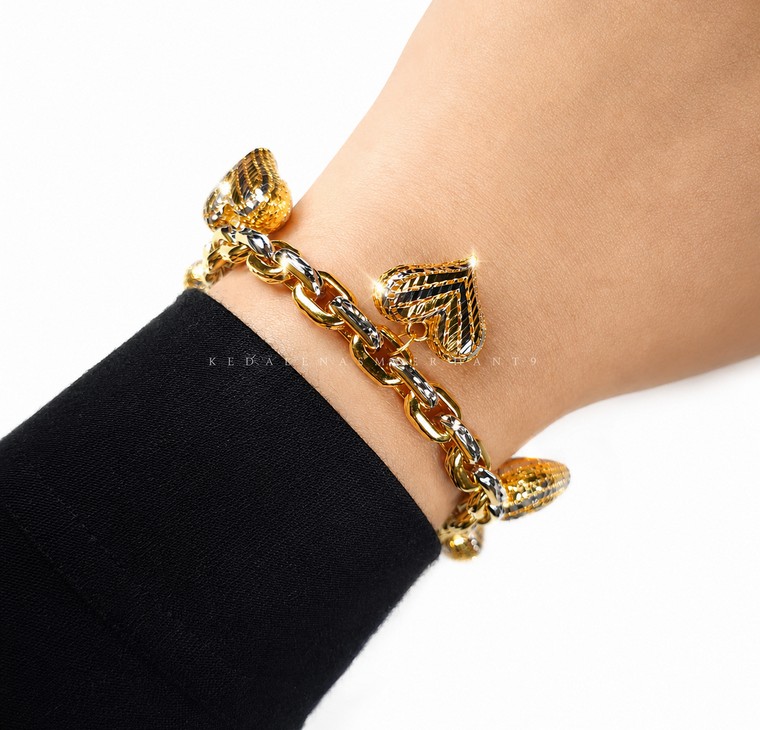 Merchant9 Rantai Tangan Sauh Dimensi Gantung Love Kerawang 2C L:0.65CM