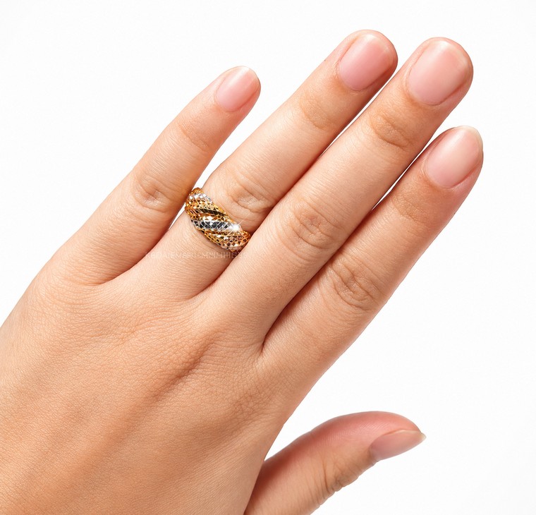 Merchant9 Cincin Emas Lintah Dimensi Kerawang 2C L:0.75CM