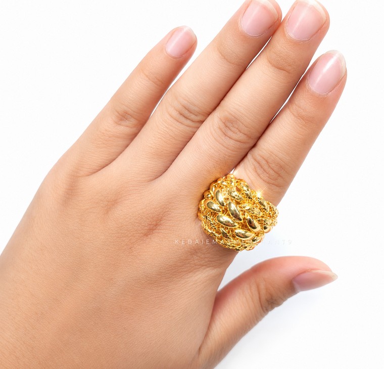 Merchant9 Cincin Emas Tocang Kerawang Polish L:2.2CM