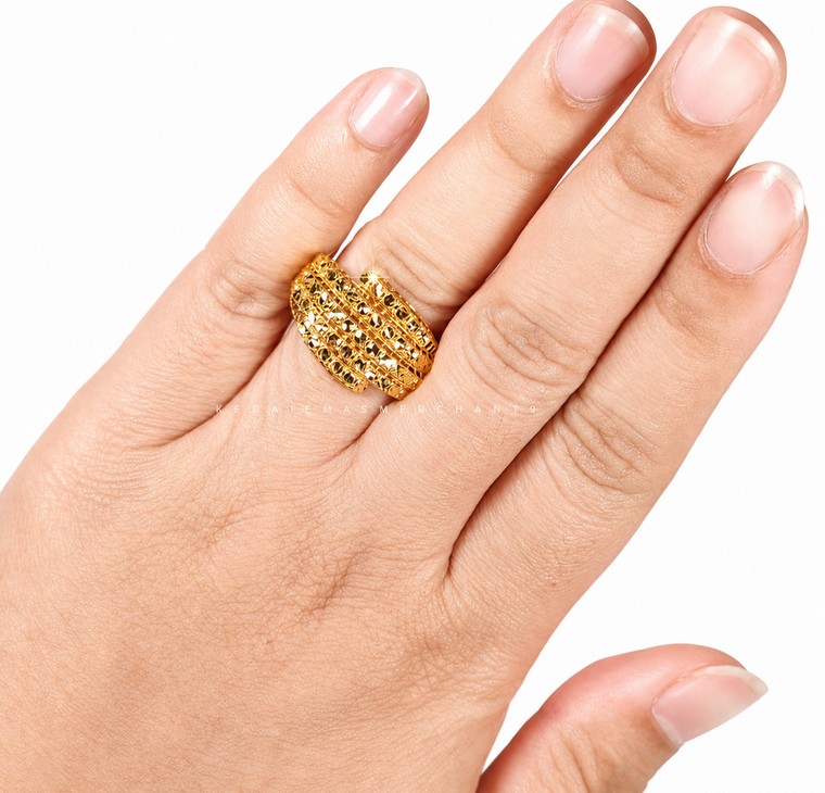 Merchant9 Cincin Emas Lintah Dimensi Kerawang 2C L:1.4CM