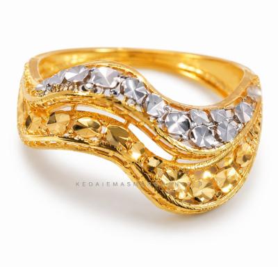 Merchant9 Cincin Emas Wave Diamond Cut 2 Layer 2C L:0.9CM