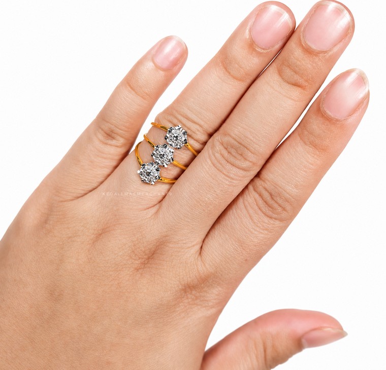 Merchant9 Cincin Emas KLCC Kemboja Diamond Cut L:2.1CM
