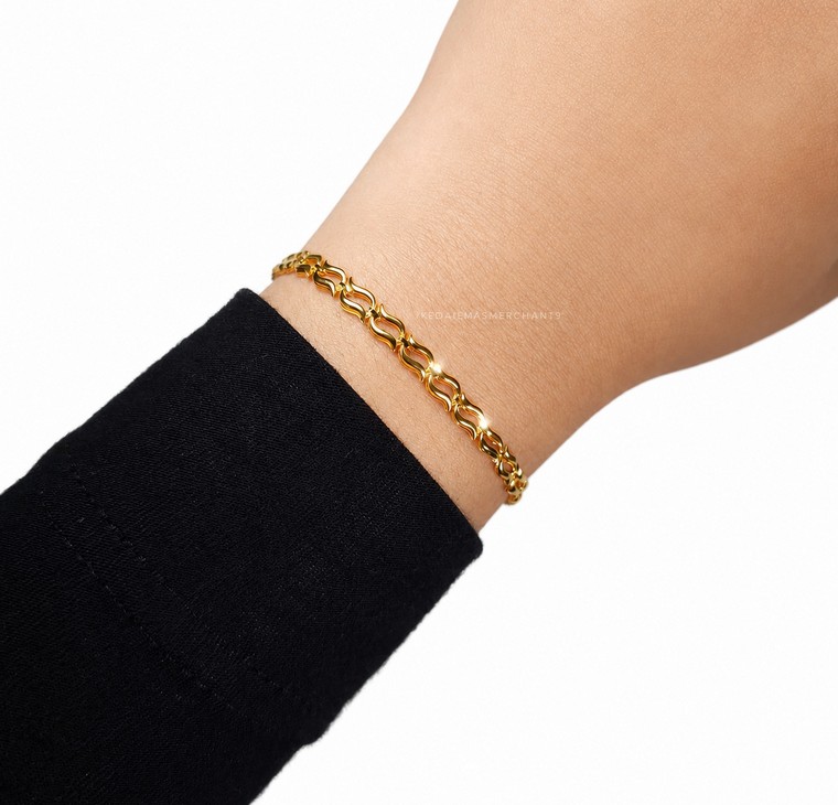 Merchant9 Rantai Tangan Wave 2 Layer Minimalist L:0.4CM